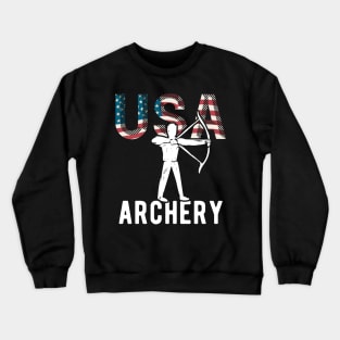 USA Archery Lover American Flag Sport Support Athlete Tokyo Archery Bow Arrow Archer USA Crewneck Sweatshirt